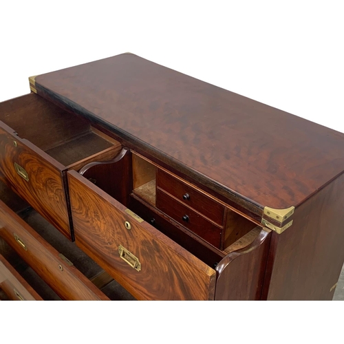 939 - A 19th century Military Campaign mahogany secretaire chest of drawers. Circa 1850. 114 x 49 x 127.5c... 