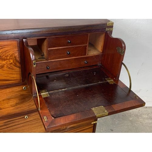 939 - A 19th century Military Campaign mahogany secretaire chest of drawers. Circa 1850. 114 x 49 x 127.5c... 