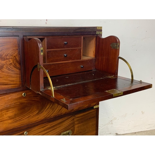 939 - A 19th century Military Campaign mahogany secretaire chest of drawers. Circa 1850. 114 x 49 x 127.5c... 