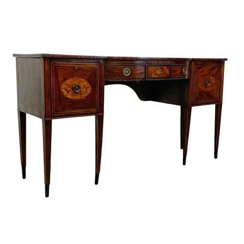 942 - A Georgian inlaid mahogany sideboard, in the Sheraton style. Circa 1780-1800. 170 x 51 x 89cm.