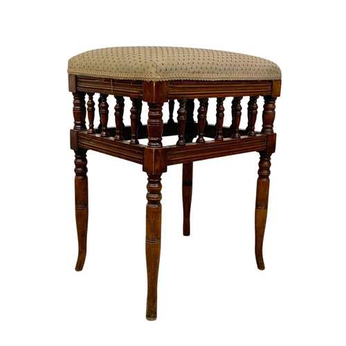 944 - A late Victorian mahogany stool and an early 20th century stool. 41 x 34 x 56cm