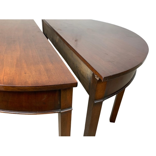 961 - A pair of Georgian style mahogany D-End tables. Circa 1900. 113 x 53 x 73.5cm.