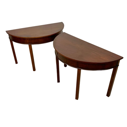 961 - A pair of Georgian style mahogany D-End tables. Circa 1900. 113 x 53 x 73.5cm.