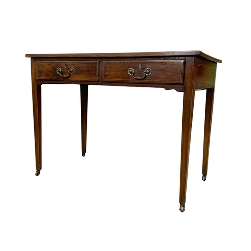 962 - An 18th century Georgian inlaid mahogany side table with 2 drawers and 2 dummy drawers. Circa 1780. ... 