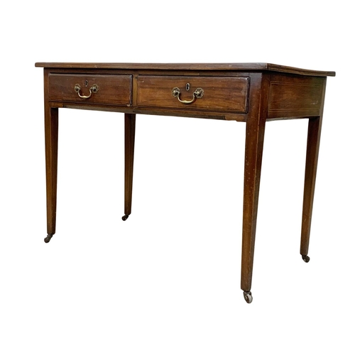 962 - An 18th century Georgian inlaid mahogany side table with 2 drawers and 2 dummy drawers. Circa 1780. ... 