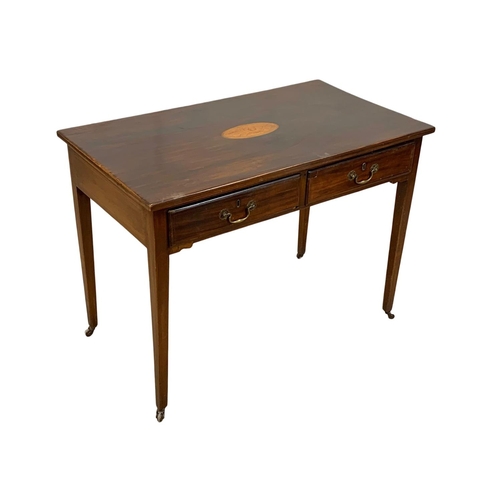 962 - An 18th century Georgian inlaid mahogany side table with 2 drawers and 2 dummy drawers. Circa 1780. ... 