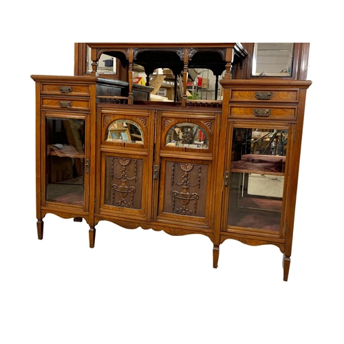 963 - A late Victorian rosewood mirror back sideboard. Circa 1880-1900. 152 x 46 x 208cm.