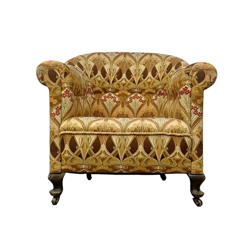 964 - A Victorian mahogany frame tub armchair. Circa 1870. 75 x 77 x 73cm.