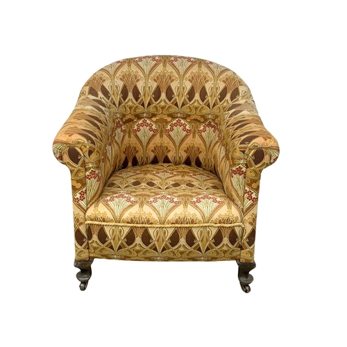 964 - A Victorian mahogany frame tub armchair. Circa 1870. 75 x 77 x 73cm.