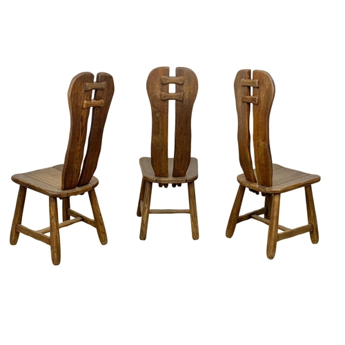 967 - A set of 3 Kunstmeubelen De Puydt oak “Brutalist” chairs. Mid Century. 1960’s. Ground to back 110.5c... 