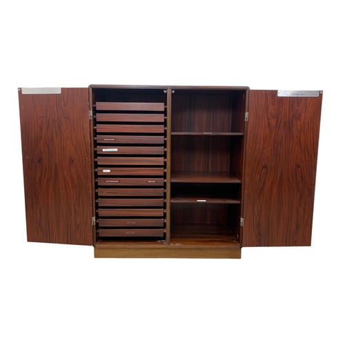 972 - A Danish rosewood collectors cabinet designed by Posborg & Meyhoff for Sibast Mobler. 92 x 42 x 105.... 