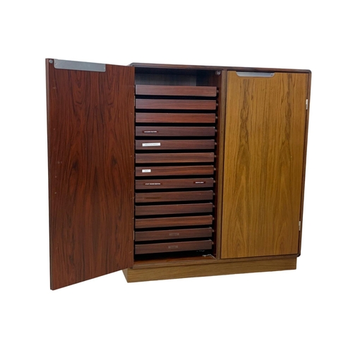 972 - A Danish rosewood collectors cabinet designed by Posborg & Meyhoff for Sibast Mobler. 92 x 42 x 105.... 