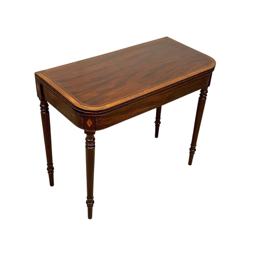 978 - A Victorian inlaid mahogany turn-over tea table, 91cm x 45cm x 74.5cm