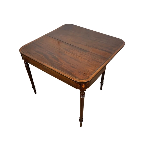 978 - A Victorian inlaid mahogany turn-over tea table, 91cm x 45cm x 74.5cm