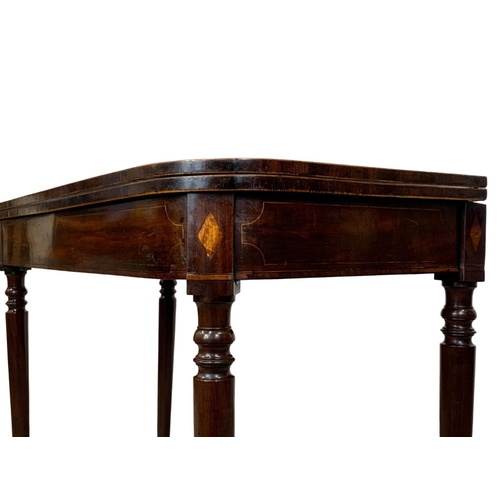 978 - A Victorian inlaid mahogany turn-over tea table, 91cm x 45cm x 74.5cm