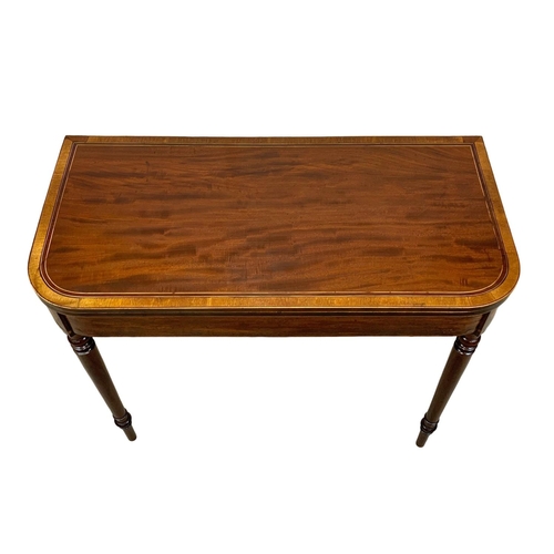 978 - A Victorian inlaid mahogany turn-over tea table, 91cm x 45cm x 74.5cm