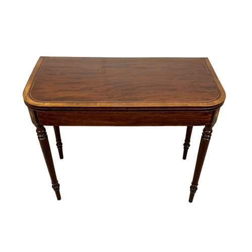 978 - A Victorian inlaid mahogany turn-over tea table, 91cm x 45cm x 74.5cm