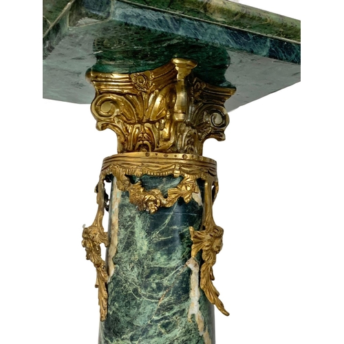 979 - A pair of large Italian marble and brass jardiniere stands with Corinthian style pillars. 28 x 28 x ... 