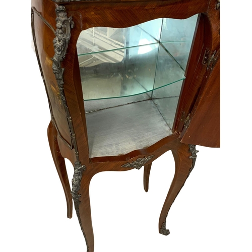 983 - A tall 18th century style French marble top cabinet with brass ormolu mounts. With key. 49 x 32 x 12... 