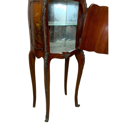 983 - A tall 18th century style French marble top cabinet with brass ormolu mounts. With key. 49 x 32 x 12... 