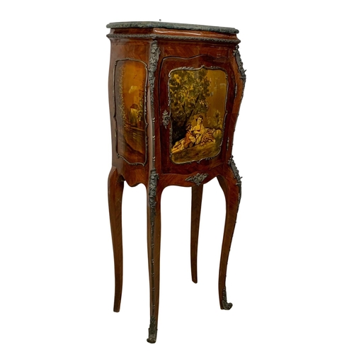 983 - A tall 18th century style French marble top cabinet with brass ormolu mounts. With key. 49 x 32 x 12... 