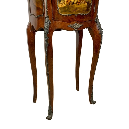 983 - A tall 18th century style French marble top cabinet with brass ormolu mounts. With key. 49 x 32 x 12... 