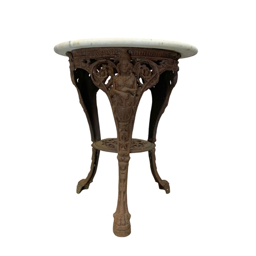 991 - A Victorian cast iron and marble bar table. 60 x 69.5cm