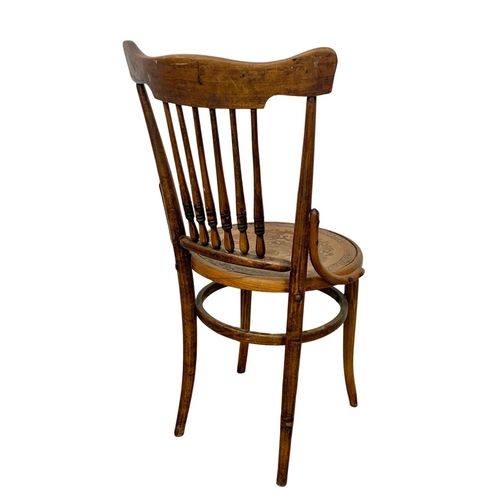 993 - A set of 5 late 19th century Bentwood chairs with Pokerwork decoration.