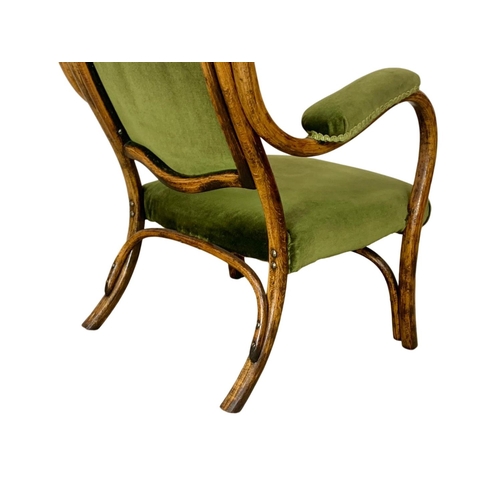 994 - A superb late 19th century Bentwood armchair with green button back upholstery. Circa 1890-1910. 62 ... 