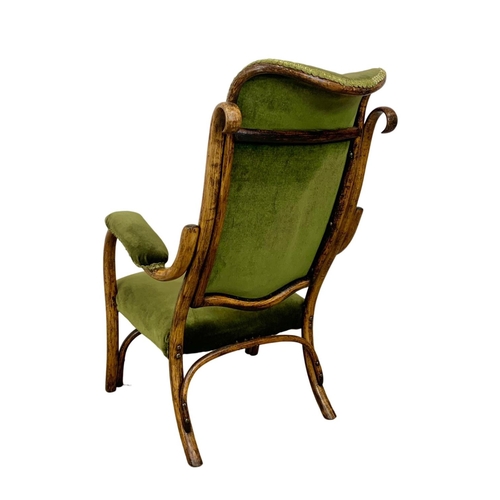 994 - A superb late 19th century Bentwood armchair with green button back upholstery. Circa 1890-1910. 62 ... 