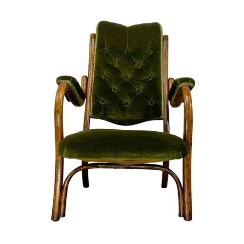 994 - A superb late 19th century Bentwood armchair with green button back upholstery. Circa 1890-1910. 62 ... 