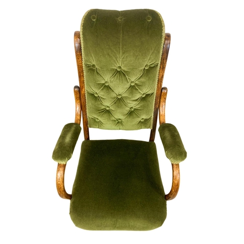 994 - A superb late 19th century Bentwood armchair with green button back upholstery. Circa 1890-1910. 62 ... 