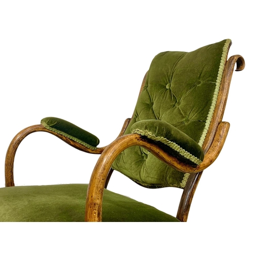 994 - A superb late 19th century Bentwood armchair with green button back upholstery. Circa 1890-1910. 62 ... 