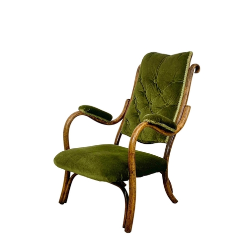 994 - A superb late 19th century Bentwood armchair with green button back upholstery. Circa 1890-1910. 62 ... 