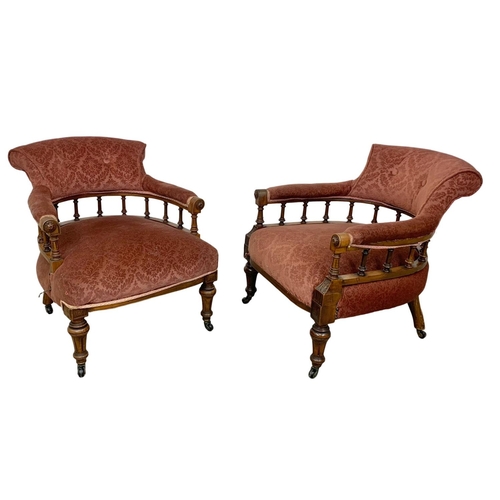 997 - A near pair of late Victorian walnut parlour chairs