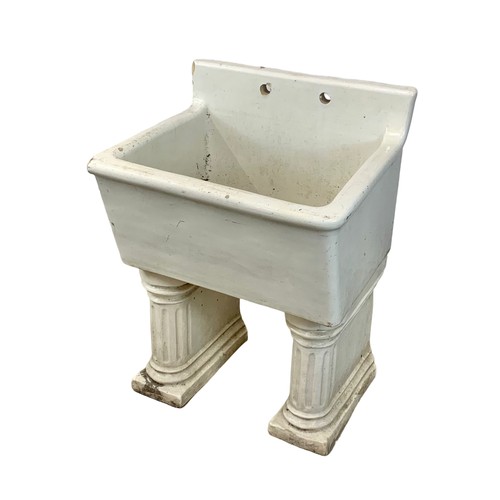 354N - A large Victorian ceramic sink on stand. 69 x 59 x 102cm