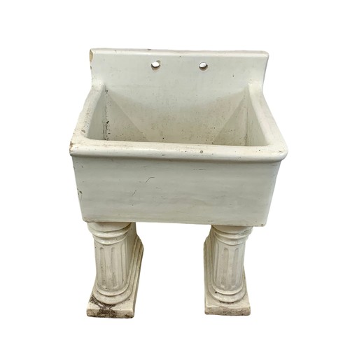 354N - A large Victorian ceramic sink on stand. 69 x 59 x 102cm