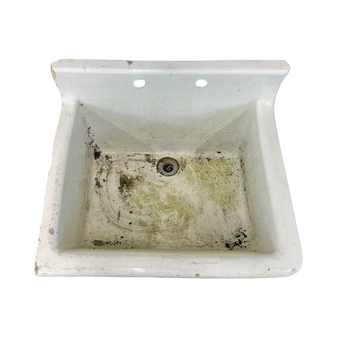 354N - A large Victorian ceramic sink on stand. 69 x 59 x 102cm