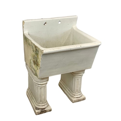 354N - A large Victorian ceramic sink on stand. 69 x 59 x 102cm