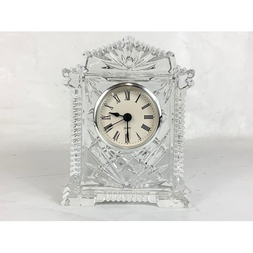 473 - A Waterford Marquis crystal mantle clock. 12 x 15.5cm.