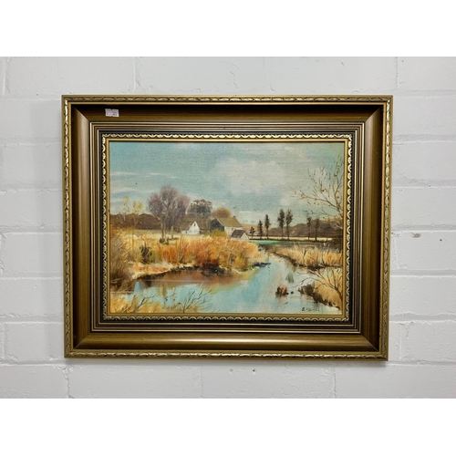 23 - An oil painting by S. Holmes. 53 x 43cm including frame