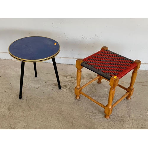 305 - A Mid Century table and stool