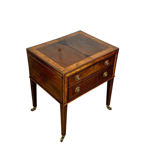 1019 - A late 19th century inlaid mahogany gentleman’s dressing table with drawer in the Sheraton style. Ci... 