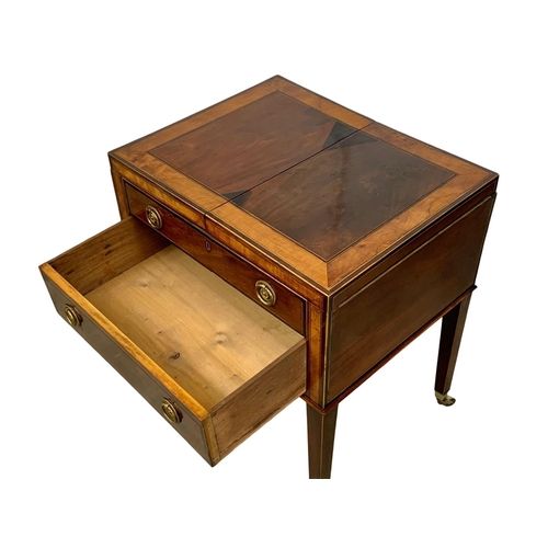 1019 - A late 19th century inlaid mahogany gentleman’s dressing table with drawer in the Sheraton style. Ci... 