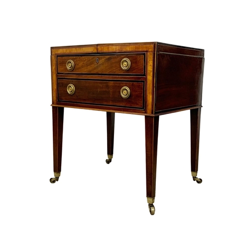 1019 - A late 19th century inlaid mahogany gentleman’s dressing table with drawer in the Sheraton style. Ci... 