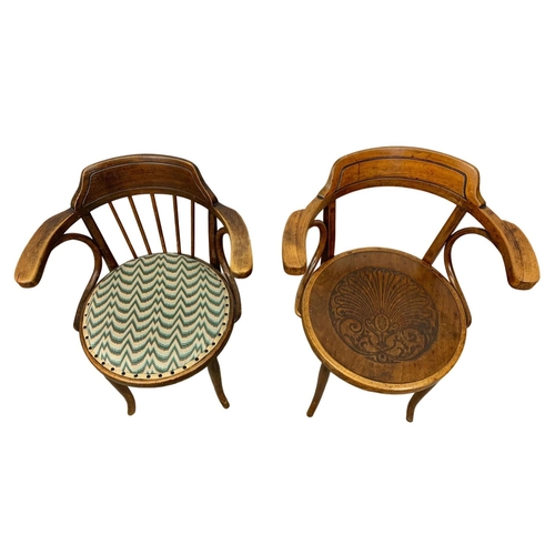 1038 - 2 early 20th century Bentwood armchairs. 1900-1920.