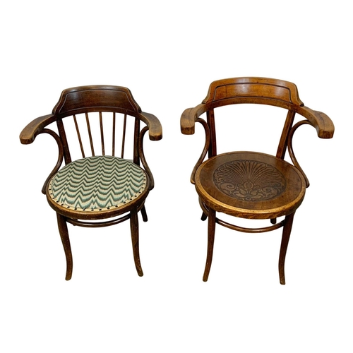 1038 - 2 early 20th century Bentwood armchairs. 1900-1920.