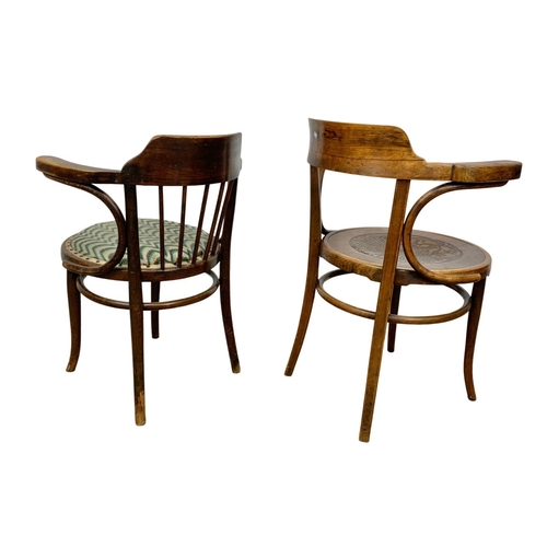 1038 - 2 early 20th century Bentwood armchairs. 1900-1920.