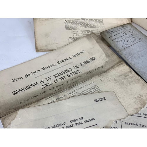 105 - A collection of Mid to Late 19th century Northern Irish Railway paperwork and ephemera.