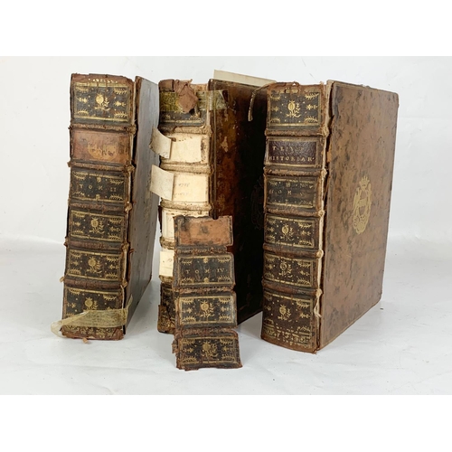 108 - 4 volumes of 18th century leather bound books in Latin on Biblical Historical Teachings. 23 x 7 x 29... 